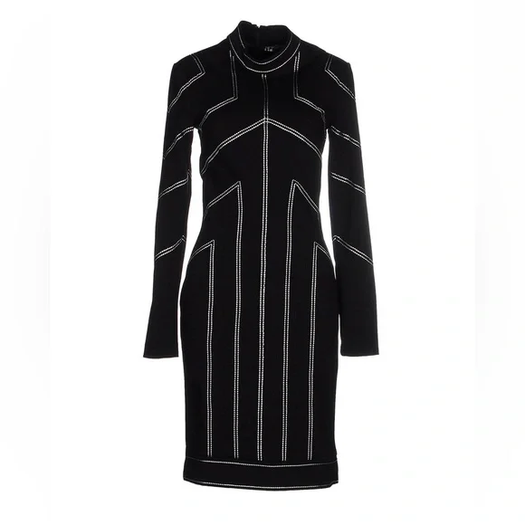 ♥️NWOT Love Moschino SZ 4 Black long- sleeves -stitching, fitted dress. …
